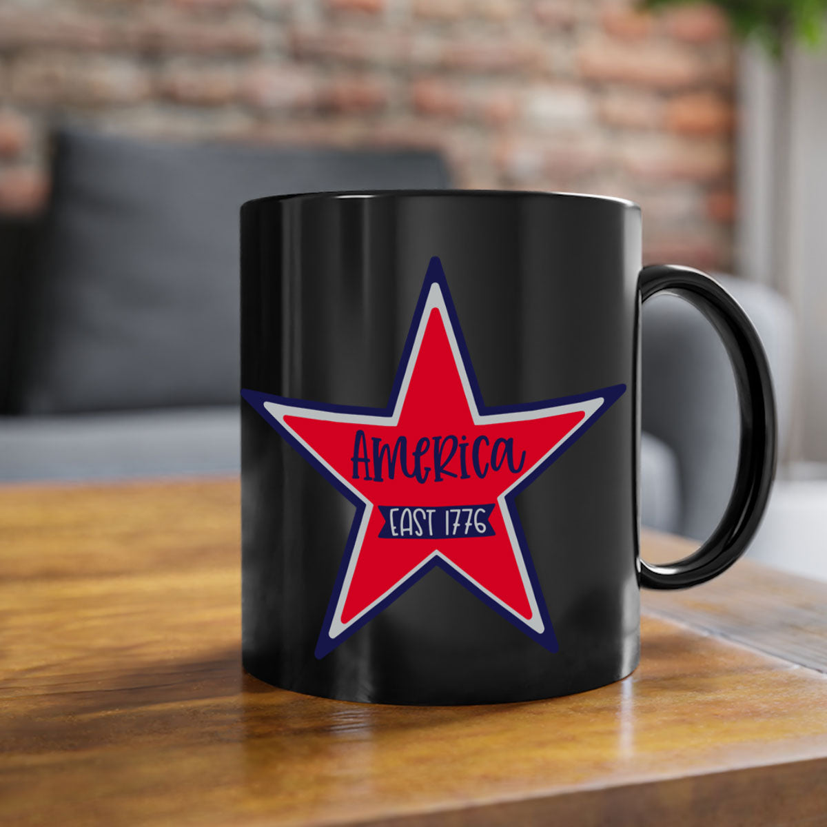 America East Style 144# Mug featuring a glossy finish with a colored handle and interior, available in multiple colors.